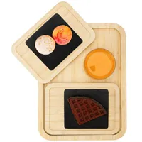 Belle Vous (3er Pack) Bambus Tablett Serviertablett - 1 Großes & 2 Kleine Holztabletts - Tablett Holz Set für Speisen, Getränke, Frühstück, Abendessen