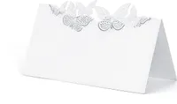Tischkarten Schmetterlinge 9x5.7cm blanko 10 Stück perlweiß