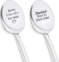 2 Stücke Kaffeelöffel Edelstahl, mit Gravur, Espressolöffel, Löffel, Geschenk, Weihnachten
