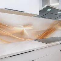 Küchenrückwand beige Wandverkleidung ABS-Platte | Hochwertig, wasserfest, kratzest, pflegeleicht | Spritzschutz Amelia Abstrakt 60x200 cm