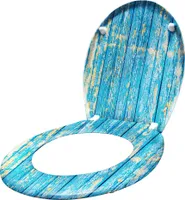 LZQ Toilettendeckel oval, Toilettensitz mit Absenkautomatik, Antibakterielle Klobrille, WC Sitz Klodeckel aus Hartplastik (Blau Planks)
