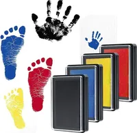 Baby Fuß- oder Hand-Abdruckset Set,Baby Stempelkissen in Vier Farben Baby Handabdruck und Fußabdruck wiederverwendbare