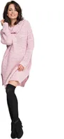 Dámsky pletený sveter so šálovým golierom; Powder Pink/M/L