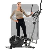 Hop-Sport HS-2050C Ellipsen Crosstrainer für Zuhause mit LCD-Display und Pulsmessung – sehr leiser Ellipsentrainer mit Magnet-Bremssystem und ergonomischen Handgriffen silber