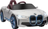 HOMCOM Samochód elektryczny dla dzieci Pojazdy elektryczne z pilotem, przenośny akumulator, samochód dziecięcy BMW z reflektorami, odtwarzacz MP3, pasy bezpieczeństwa, 3-5 km/h, dla dzieci 3-5 lat, biały