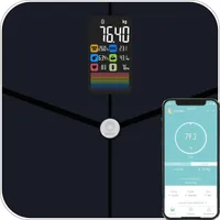Fitleap Waage mit Körperfett- & Muskelanalyse bis 180kg, mit großen Display & App, Personenwaage und Körperfettwaage auch für große Füße geeignet, Dunkelblau
