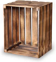 PINEEA Geflammte Holzkiste 50x40x30cm - Weinkiste Obstkiste Dekokiste Apfelkiste