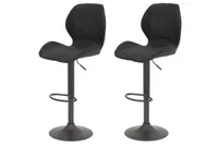 2er Set Barhocker Sonja - Mikrofaser Anthrazit Rautensteppung - Metallgestell Grau - höhenverstellbar - 360° drehbar