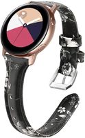 Leder Armband Kompatibel mit Samsung Galaxy Watch 42mm/Watch Active/Active 2 (40mm/44mm)/Galaxy Watch 3 41mm Armbänder Kompatibel mit Garmin Vivoactive 3/4/4S, Forerunner 645/245/Vivomove, Graue Blume