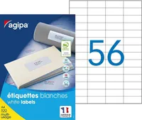 agipa Universal Etiketten 52,5 x 21,2 mm mit Abziehhilfe weiß 5.600 Etiketten