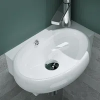 Mai & Mai Aufsatzwaschbecken mit NANO, BTH: 42x28x15cm Weiß Waschbecken aus Keramik Armaturenloch Links Brl001L
