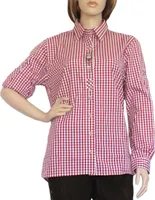 Trachtenbluse Damen Trachten lederhosen-bluse Trachtenmode ROT kariert, Größe:42