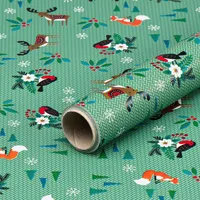 Geschenkpapier, Waldtiere Grün, 0,70 x 10 m - Für Kinder Geburtstag, Weihnachten