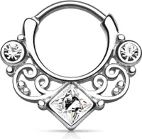 Nasenpiercing Septum Ring Clicker Nasenring Klapp Piercing Nase Zirkonia Kristall Chirurgenstahl silber-klar