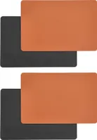 4er Set Platzmatte Kunstleder 45 x 30 cm Schwarz & Braun Wendbar Tischsets Untersetzer Rechteckig Tischmatten Platzsets