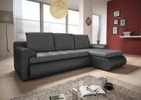 Ecksofa Santi II mit schmutzabweisender Stoff - Polsterecke L-Form, Schlafsofa mit Bettkasten, Sofa mit Schlaffunktion, Couch (Grau + Grau (Madryt 195 + Trinity 14), Ecksofa Rechts)