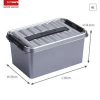 BigDean Aufbewahrungsbox 4x 60 L Aufbewahrungsbox mit Deckel + Rollen  stahlgrau Stapelbox