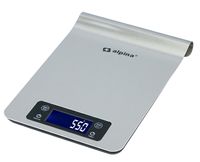 Alpina Digitale Küchenwaage - zum Aufhängen - mit Timer und Thermometer - bis zu 5 Kilo - Edelstahl