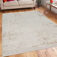 Glänzender Wohnzimmer Teppich in gold-weiß Größe - 140 x 200 cm