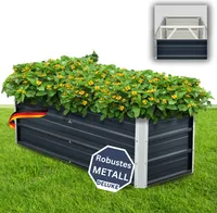 DELUKE® Hochbeet Metall JUPP - Verzinkter Stahl Wetterfest | Hochbeet für Garten Hochbeet-Kit Bausatz Pflanzenbeet Blumenbeet Gartenbeet Kräuterbeet für Garten Gemüsebeet | Anthrazit, 125x47x40cm