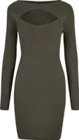 Urban Classics - Damen CUT OUT Rippenmuster Kleid OLIVE-M