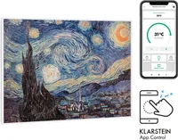 Klarstein Infrarotheizung mit Thermostat, 500W Elektroheizung, Smart Home Bild-Infrarotheizung zur Wandmontage, IR mit IoT/WiFi App-Control, Feuchtraum Flach-Heizkörper, CO2-Freie Wand Heizung