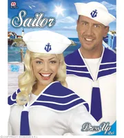 Matrosenkragen maritim Matrosen Kostüm-Set Erwachsene Marine Outfit mit Mütze u 