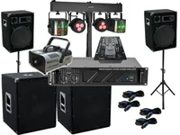 DJ Komplett Set Mixer Anlage Nebel LED Licht Verstärke Musikanlage