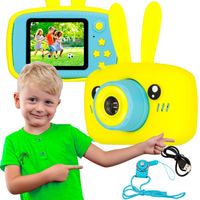 EXTRALINK Kids Camera H23, kamera cyfrowa 1080P 30fps dla dzieci, solidna obudowa, 2-calowy wyświetlacz LCD, kamera cyfrowa dla dzieci 12MP, pojemność karty pamięci do 32 GB, zintegrowane gry, USB, żółty, prezenty urodzinowe, prezenty,