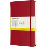Zápisník Moleskine, střední, kostkovaný, tvrdé desky, šarlatově červený