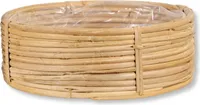 Rattan Korb Schale Ø 21 x 8cm rund mit Einsatz Blumentopf geflochten Aufbewahrungskorb Übertopf Blumenkorb