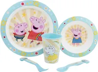 Peppa Wutz Kinder Geschirr-Set 5 teilig Becher Teller Schüssel Besteck