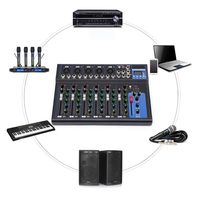 7 Kanal Live Audio Mixer USB bluetooth DJ Konsole Sound Verstärker Phantomspeisu