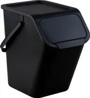 Go Practic Mülleimer Stapelbox, Abfalltrennsystem zur Mülltrennung in der Küche, Abfallsystem mit Klick-Deckel, Müllkorb mit Deckel, Abfallbehälter, Mülltrennsystem Schwarz 1x25 l