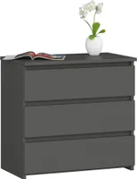 Nachttisch AKORD CL3 in der Farbe Graphitgrau mit 3 Schubladen B60 x H57 x T35 cm