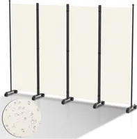 Paravent auf Rollen 4 teilig Beige 228x181 cm Outdoor Raumteiler Garten Spanische Wand Trennwand Raumtrenner