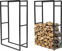 Kaminholzständer Metall, Kaminholzregal, Brennholzständer, Brennholzkorb, Kaminholzkorb, Feuerholzkorb, Schwarz, Höhe 100 cm Breite 60 cm Tiefe 25 cm