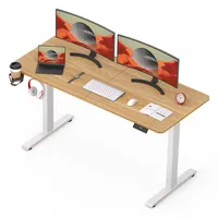 SANODESK QS1 140x60cm Höhenverstellbarer Schreibtisch Elektrisch, Memory- und Timer-Funktion, Anti-Kollisionsschutz, 60 kg Tragkraft Haken(Weiß-Ahorn)