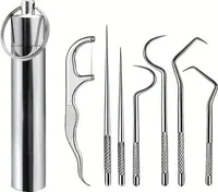 MCBOSON Zahnsteinentferner, Zahnreinigungsset, Zahnpflege 7er Set mit Zahnsteinentferner, Zahnsonde, Zahnspiegel, Zahnsteinentferner, aus Edelstahl
