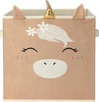 H&S Decoration | Aufbewahrung Kinderzimmer - Einhorn - 32x32x30 cm - Beigefarben - Praktisch & Platzsparend