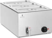 Royal Catering Bain Marie - 600 W - 3 GN 1/3 - Ablasshahn