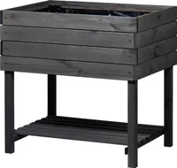 dobar Hochbeet Kubus 2.0 mit Ablage und Pflanzfolie, Anthrazit, Abmessungen ca.: 78x58x78 cm