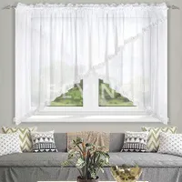 Fertiggardine Fenster Gardine aus Voile mit Faltenband LB-11-195N, 150x400 cm