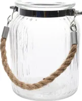 Windlicht Glas mit Jute - Henkel 14.5cm klar transparent