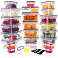 48 Stück Frischhaltedosen mit Deckel, Gefrierdosen Lunchbox Brotdose Mikrowelle, (24 Behälter + 24 Deckel) Kunststoff, BPA-frei