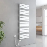 EMKE Suszarka do ręczników Elektryczny asymetryczny grzejnik łazienkowy z termostatem czasowym Podgrzewacz ręczników 1599 x 500 mm Biały grzejnik łazienkowy z prętem grzejnym 1000 W