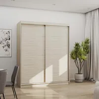 Schwebetürenschrank Kleiderschrank Schrank 160 cm Sonoma Eiche/Sonoma Eiche ohne Spiegel Bono 04