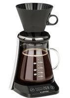 Klarstein Craft Coffee Filter-Kaffeemaschine Kaffeebereiter (Handbrühverfahren, Pour Over, Gourmetkaffee, Waage, Timer, Glaskanne, Filteraufsatz, 600ml, Touch, LED-Display, Timer) schwarz-weiß