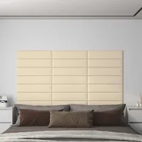 Nástěnné panely 12 ks krémové 60x15 cm látka 1,08 m²