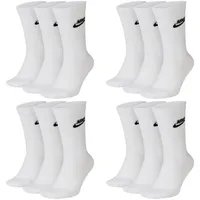 6 Paar NIKE DX5025 Essential CREW Socken Damen, Herren, Unisex Sportsocken - Farbe: weiß - Größe: 38-42